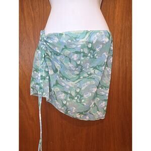 RomWe‎ green puchi print. sheer mesh adjustable, mini skirt suit cover up sz L